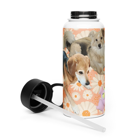 32oz Stainless Steel “Goodest Dogs Fee and Sully” Water Bottle with Straw Lid