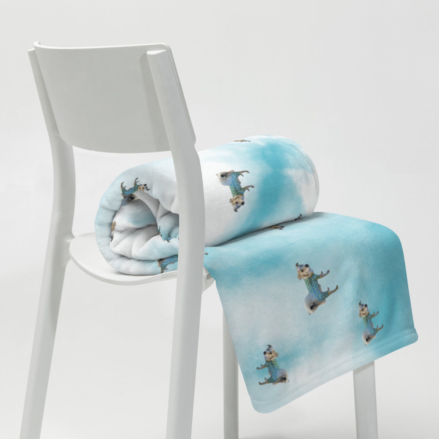 Blue & White Tie Dye "Fee Pajama Party" Throw Blanket