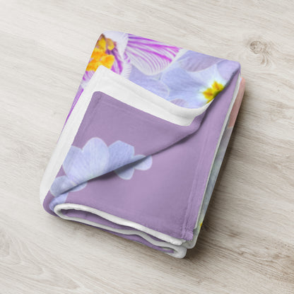 "Pastel Primrose Garden” Throw Blanket