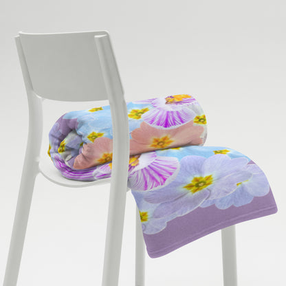 "Pastel Primrose Garden” Throw Blanket