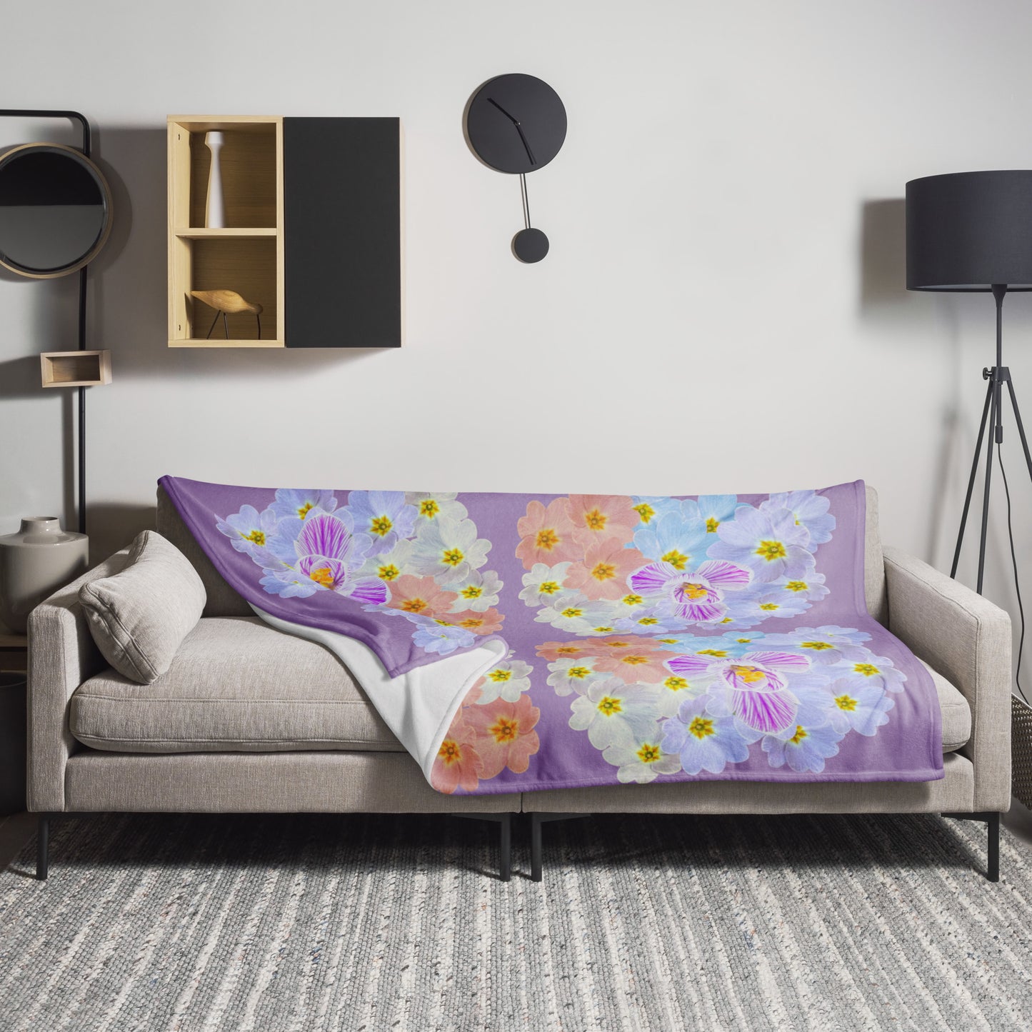 "Pastel Primrose Garden” Throw Blanket