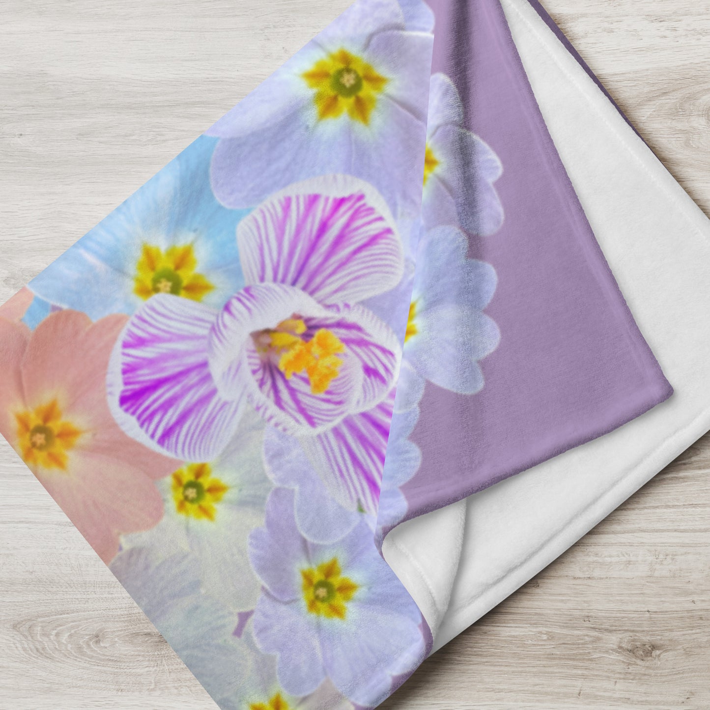 "Pastel Primrose Garden” Throw Blanket