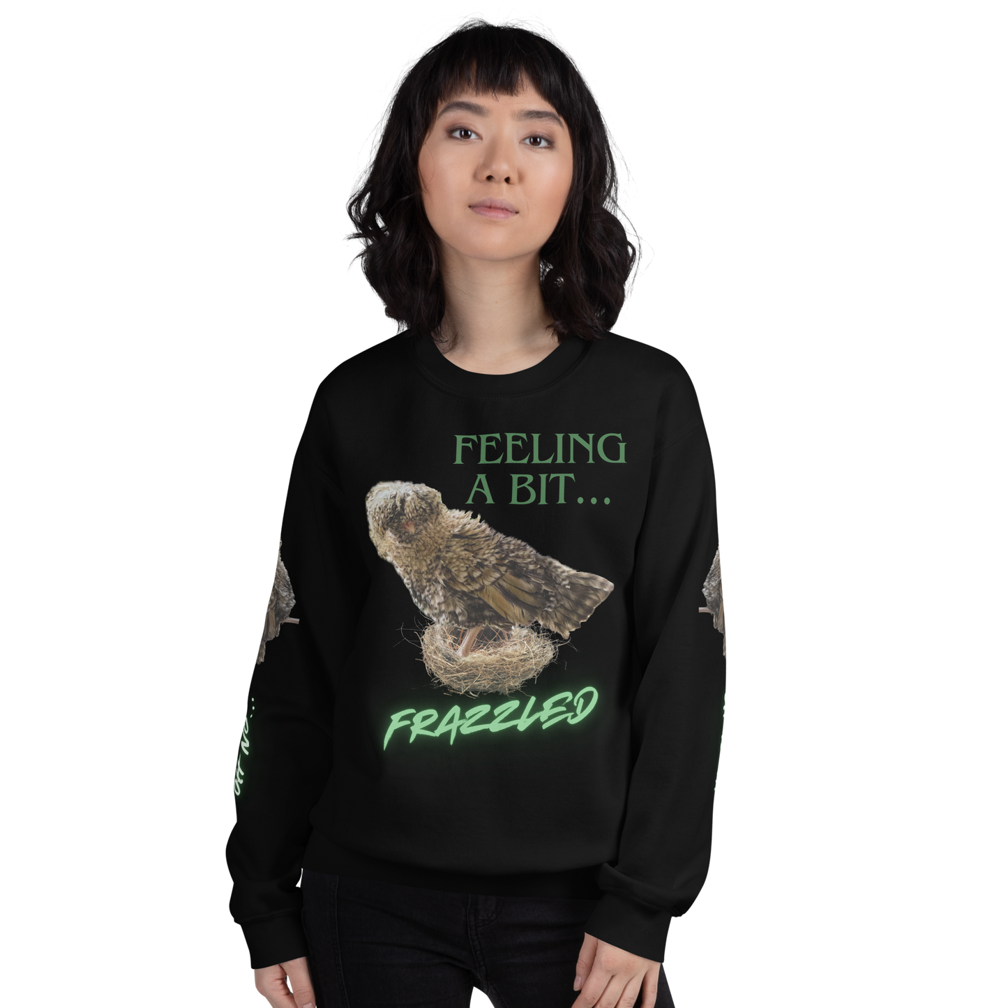 "Feeling a Bit Frazzled... Chicken" Adult Sweatshirt with "Oh No..." Sleeves