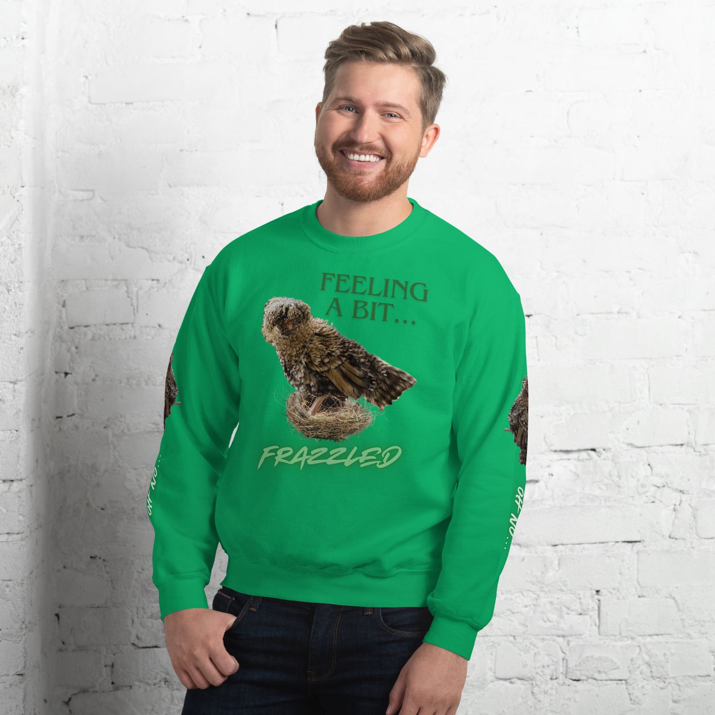 "Feeling a Bit Frazzled... Chicken" Adult Sweatshirt with "Oh No..." Sleeves