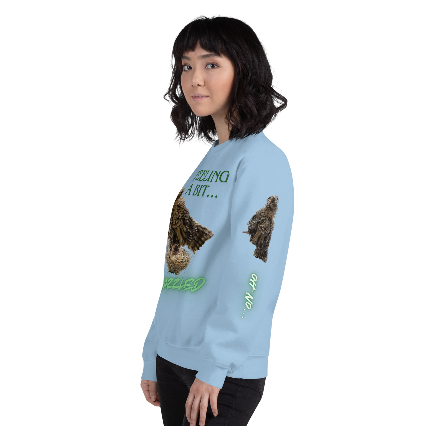 "Feeling a Bit Frazzled... Chicken" Adult Sweatshirt with "Oh No..." Sleeves