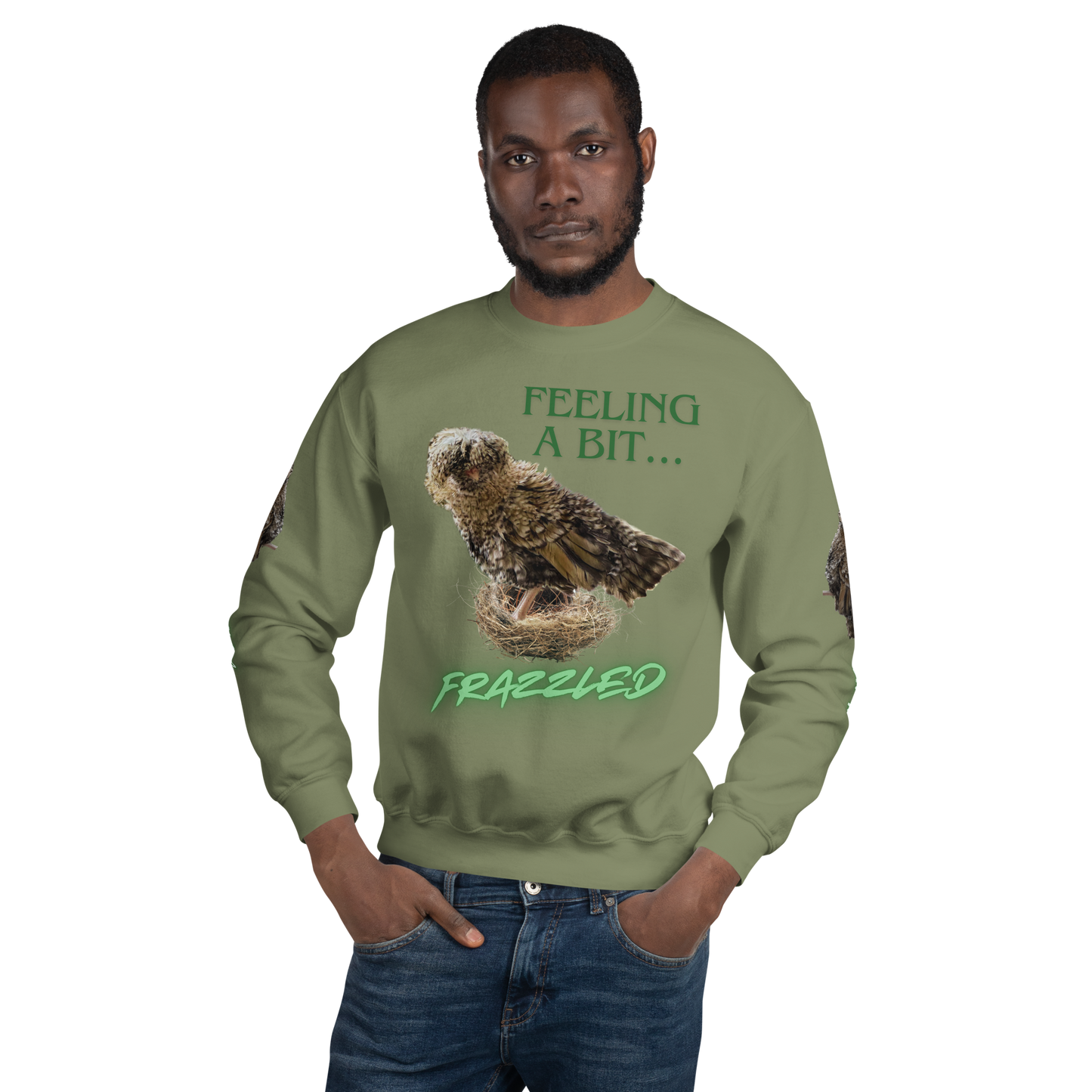 "Feeling a Bit Frazzled... Chicken" Adult Sweatshirt with "Oh No..." Sleeves