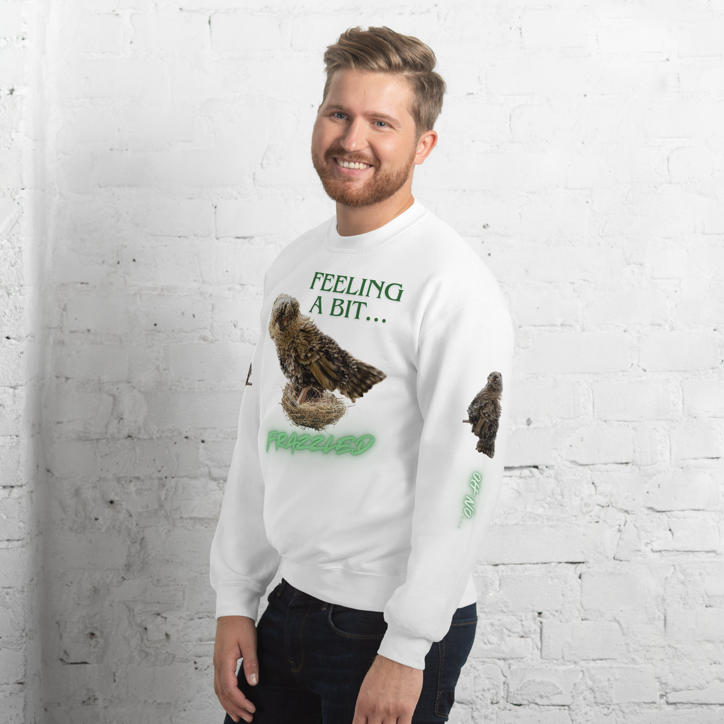 "Feeling a Bit Frazzled... Chicken" Adult Sweatshirt with "Oh No..." Sleeves