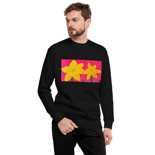 “Chalk Pastel Daffodils on Pink” Premium Sweatshirt
