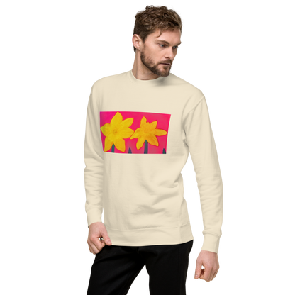 “Chalk Pastel Daffodils on Pink” Premium Sweatshirt