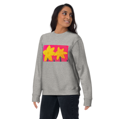 “Chalk Pastel Daffodils on Pink” Premium Sweatshirt
