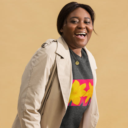 “Chalk Pastel Daffodils on Pink” Premium Sweatshirt