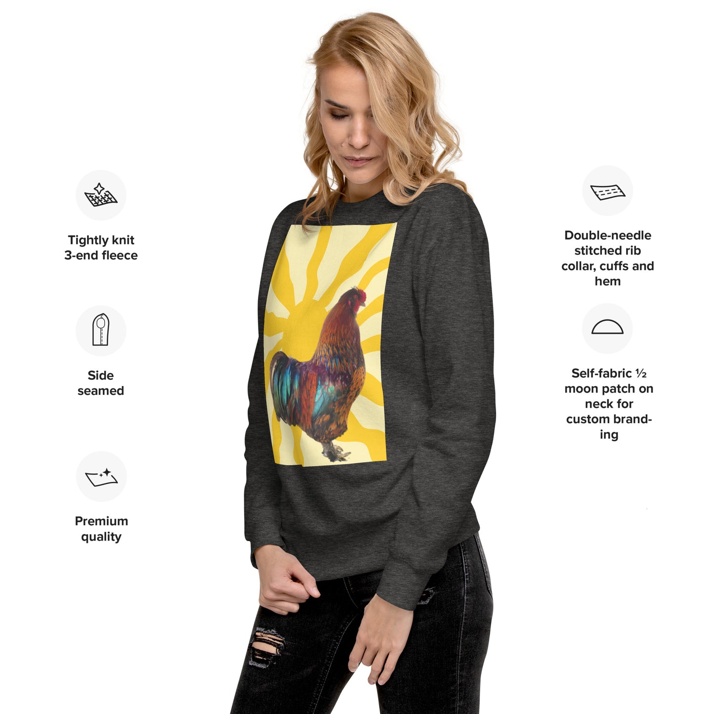 “Vibrant Rooster Sunrise” Premium Sweatshirt