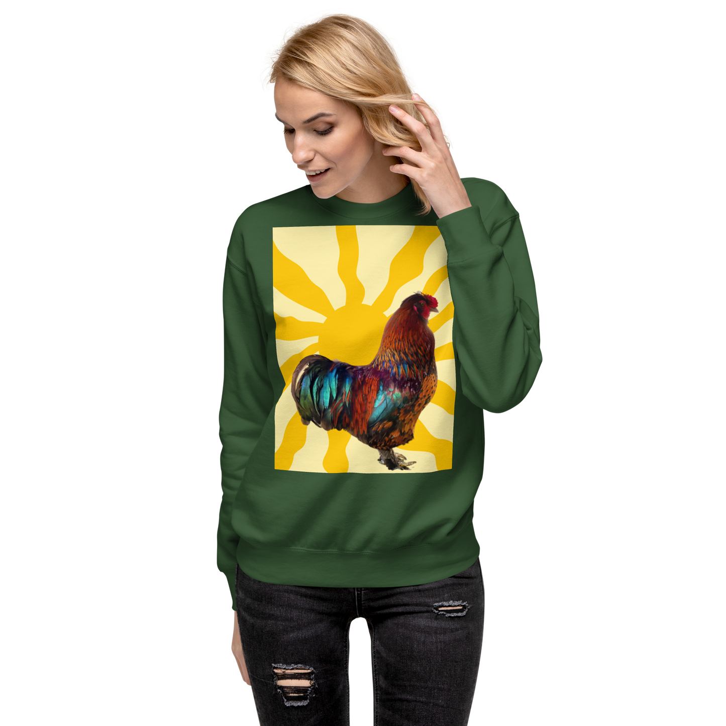 “Vibrant Rooster Sunrise” Premium Sweatshirt