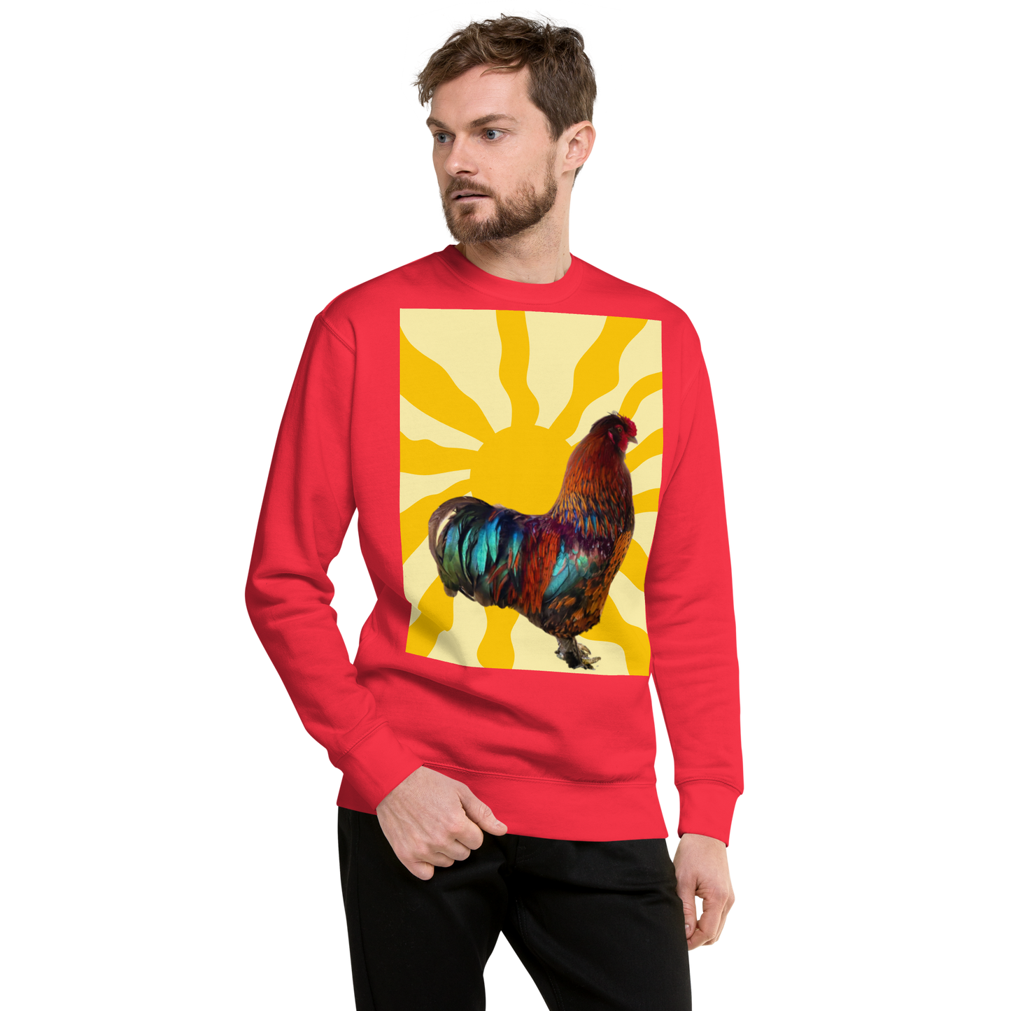 “Vibrant Rooster Sunrise” Premium Sweatshirt