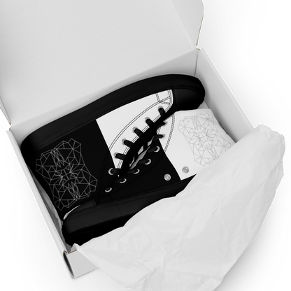 Women's "Minimalist Black & White Geometrics" High Top Canvas Sneakers