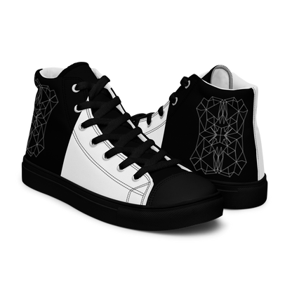Women's "Minimalist Black & White Geometrics" High Top Canvas Sneakers