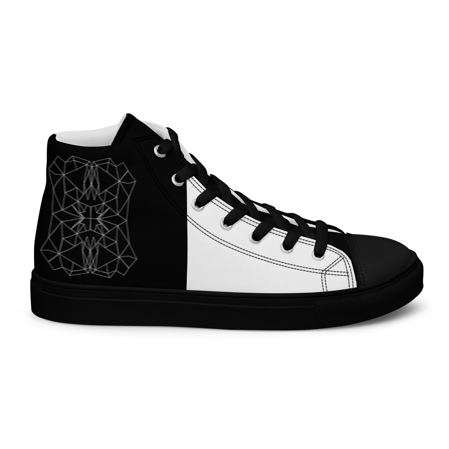 Women's "Minimalist Black & White Geometrics" High Top Canvas Sneakers