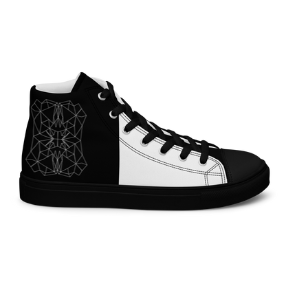 Women's "Minimalist Black & White Geometrics" High Top Canvas Sneakers