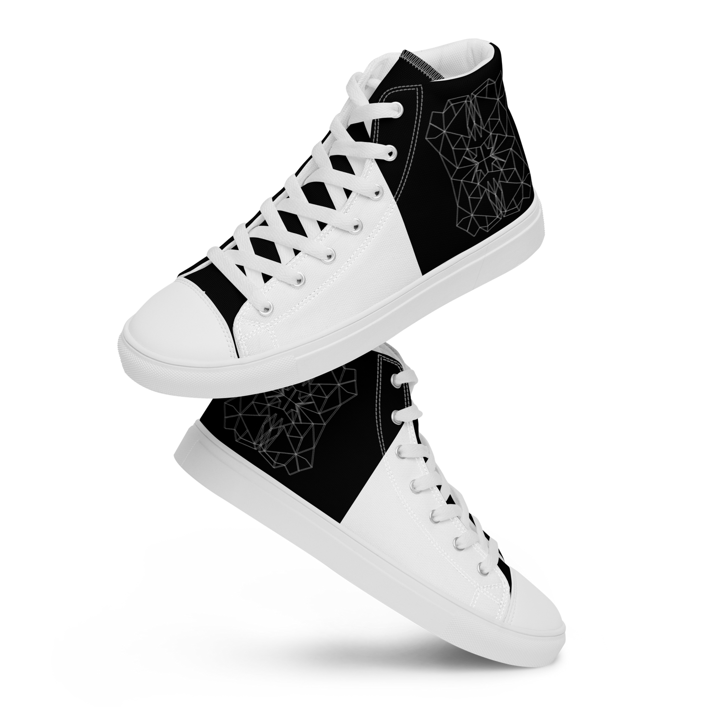 Women's "Minimalist Black & White Geometrics" High Top Canvas Sneakers