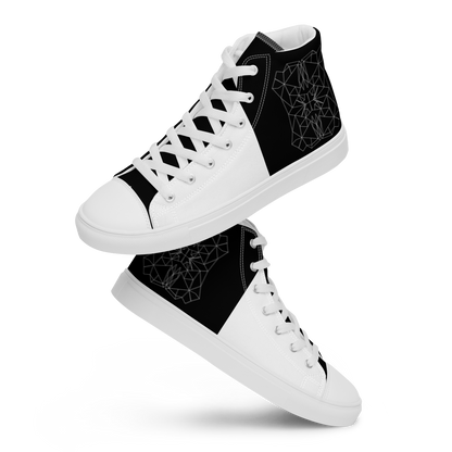 Women's "Minimalist Black & White Geometrics" High Top Canvas Sneakers