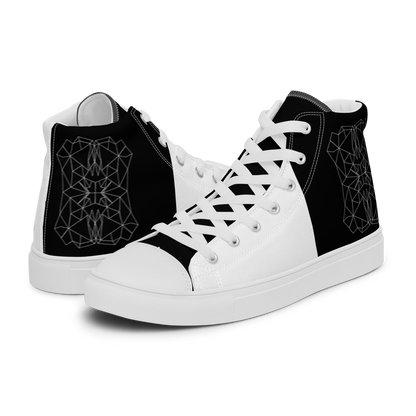 Women's "Minimalist Black & White Geometrics" High Top Canvas Sneakers