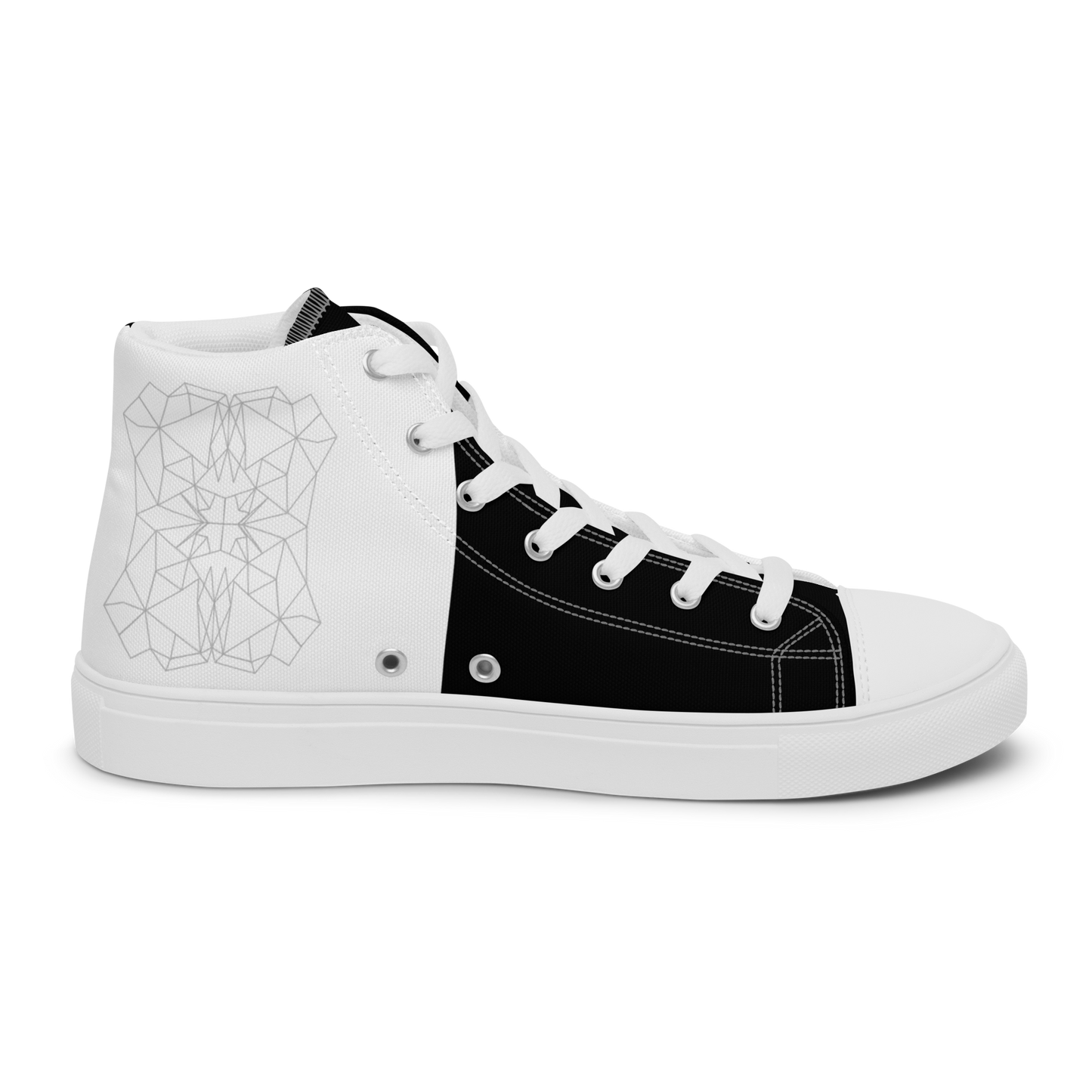 Women's "Minimalist Black & White Geometrics" High Top Canvas Sneakers