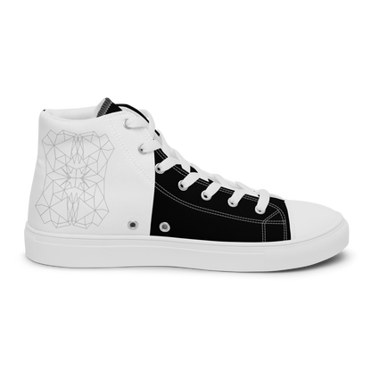 Women's "Minimalist Black & White Geometrics" High Top Canvas Sneakers